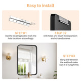 Bathroom Mirror for Wall, 30x22 Inch Rounded Rectangle Mirror, Black Metal Framed Bathroom Vanity Mirror for Restroom Farmhouse, Anti-Rust, Tempered Glass, Horizontally or Vertically Hanging Atilioo