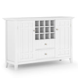 SIMPLIHOME Bedford SOLID WOOD 54 Inch Wide Transitional Sideboard Buffet and Wine Rack in White, For the Dining Room and Kitchen SIMPLIHOME
