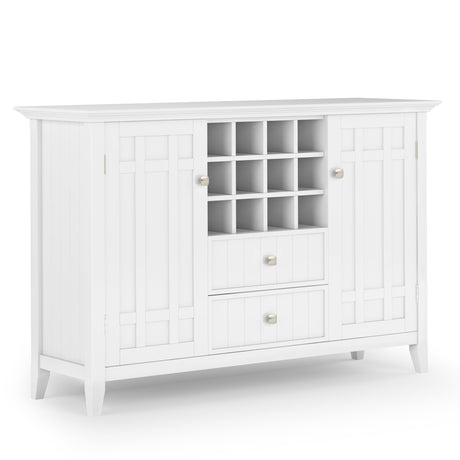 SIMPLIHOME Bedford SOLID WOOD 54 Inch Wide Transitional Sideboard Buffet and Wine Rack in White, For the Dining Room and Kitchen SIMPLIHOME