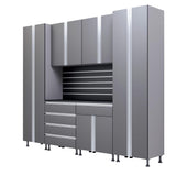 Premium Garage Cabinets 9' Storage Sets Solution with Adjustable Legs, Soft-Close Drawer & Door, Integrated Handles, Heavy Duty Plywood Box Construction, Tool and Equipment Organizer (Combo 9CS-012B) DOWNFORCE GARAGE CABINETS