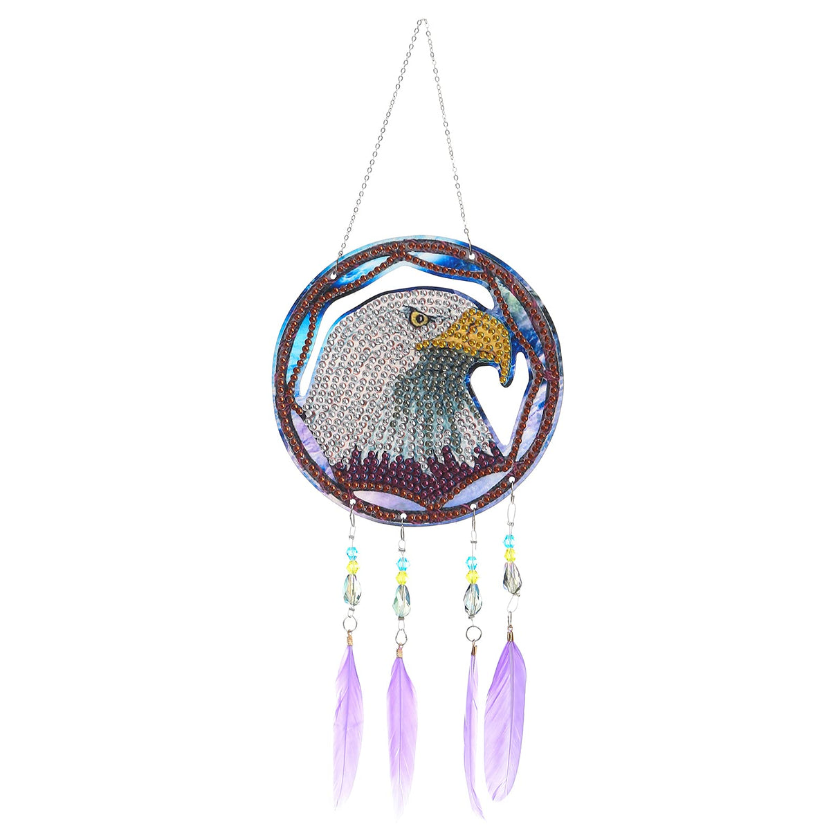 VVBAOZI DIY Eagle Diamond Art Wind Chimes for Window Hanging Double Sided Crystal Rhinestones Wind Chimes Diamond Painting Dream Catchers for Adults VVBAOZI