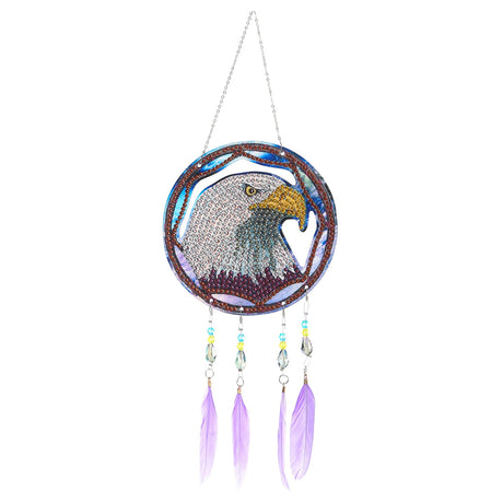 VVBAOZI DIY Eagle Diamond Art Wind Chimes for Window Hanging Double Sided Crystal Rhinestones Wind Chimes Diamond Painting Dream Catchers for Adults VVBAOZI