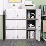 iCHENGGD Metal Locker 9 Door Storage Cabinet, Steel Storage Lockers for Employees, with Lock and Ventilation, Office School Gym Use (Grey) iCHENGGD