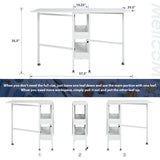 MELLCOM Home Hobby Craft Table with Storage Shelves, Mobile Folding Cutting Table for Large Fabric, Foldable Table for Home Office Sewing Room Craft Room, Fixed Height 35.5in MELLCOM