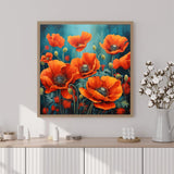 Artunion Framed Paint by Numbers Kit for Adults Beginners & Kids Ages 8-12,Red Poppy Paint by Number with Frame,Flower Adult Paint by Numbers Kit on Canvas 10 * 10 Inch Without Easel Artunion