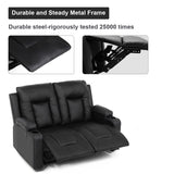 COMHOMA Leather Recliner Modern Loveseat Sofa, 2 Leather Recliner Chairs,Modern Small Sofa Couch,2 Seater PU Loveseat,Couches for Living Room with Drink Holders Living Room Chair Loveseat Sofa COMHOMA