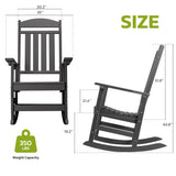 FOOWIN Patio Rocking Chairs,HDPE High Back Porch Rocker,All Weather Resistant Poly Lumber Outdoor Porch Rocker, Rocking Chairs for Outdoor, Indoor, Patio, Deck, Garden (Set of 2, Black) FOOWIN
