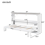 Quarte Twin Size Murphy Bed with LED Light,can be Folded into a Cabinet, Hidden Wall Bed Cabinet for Small Spaces Apartments Studio Dorms (A-White+Brown) Quarte