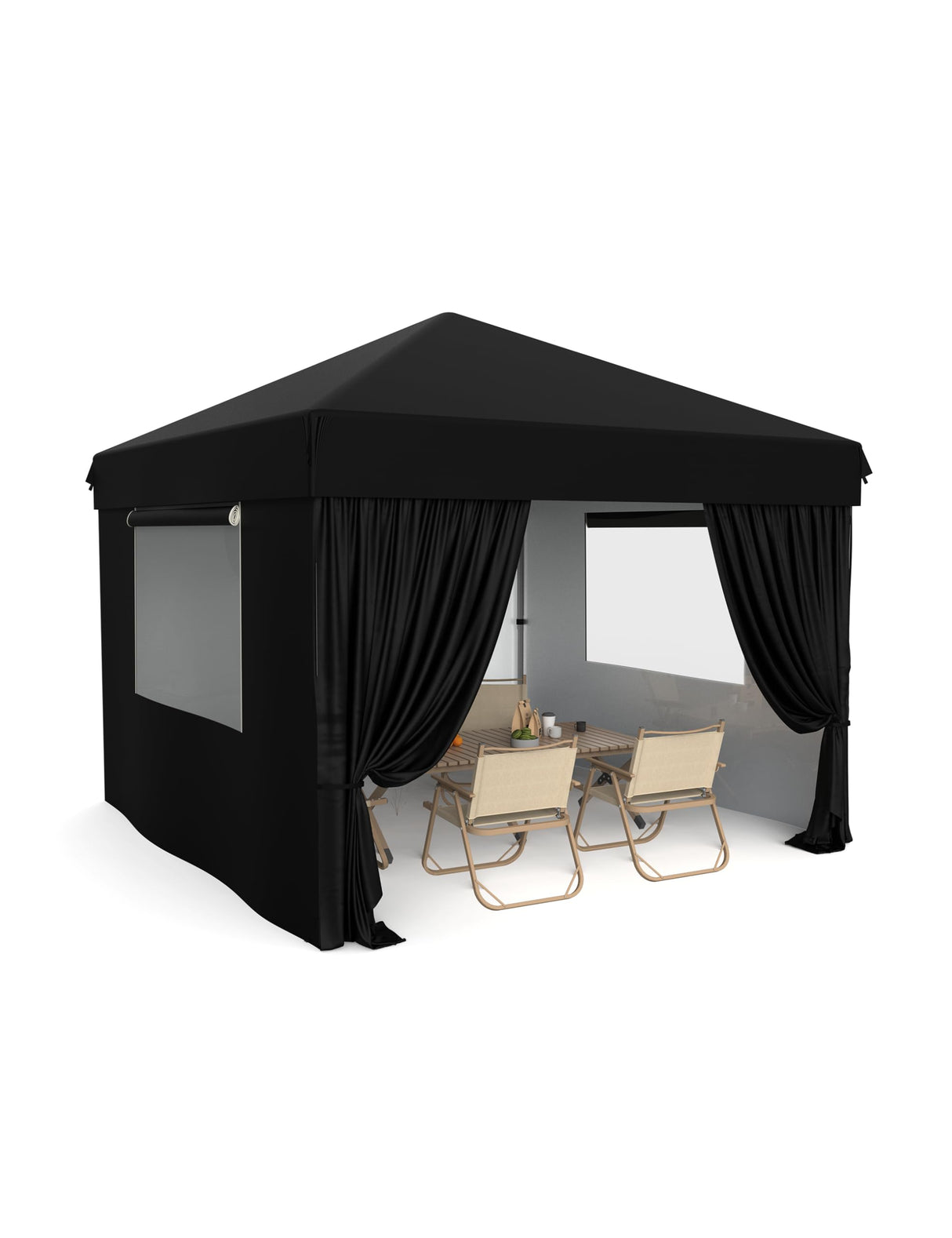 Hipicute 10x10 Pop Up Canopy Tent Outdoor Canopy with Removable Sidewalls Heavy Duty Commercial Instant Tent Shelter (Black, 4-Sidewall) Hipicute