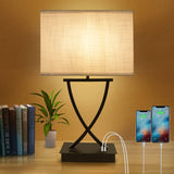 OYedis 3-Way Dimmable Touch Control Medium Table Lamp with Type C/USB Charging Port and 1 AC Outlet White Shade 21.38" Bedside Nightstand Lamp for Bedroom Living Room Office and Hotel Bulb Included OYedis