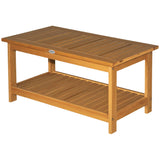 Outsunny 36" Outdoor Coffee Table 2-Shelf Acacia Wood Rectangular Buffet Storage Organizer Natural Finish Teak Patio, Deck, Lawn, Garden Outsunny