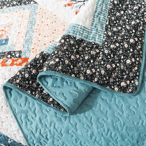 BEDIFANY Cotton King Size Quilt Sets, Lightweight King Quilt Bedding Set (98 x 106 inch) Garden Style Floral Bedspread King Size Coverlet Set for Bed Decorations - All Seasons, 3 Pieces BEDIFANY