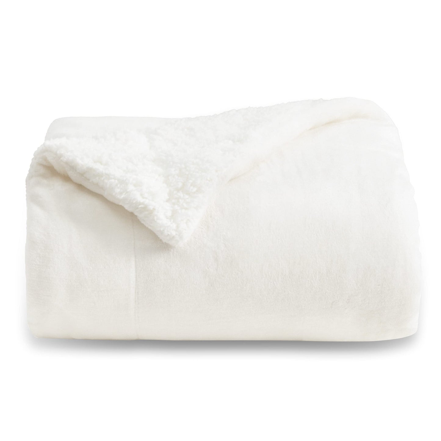 Bedsure Sherpa Fleece Throw Blanket for Couch - Thick and Warm Blanket for Winter, Soft Fuzzy Plush Throw Blanket for All Seasons, White, 50x60 Inches