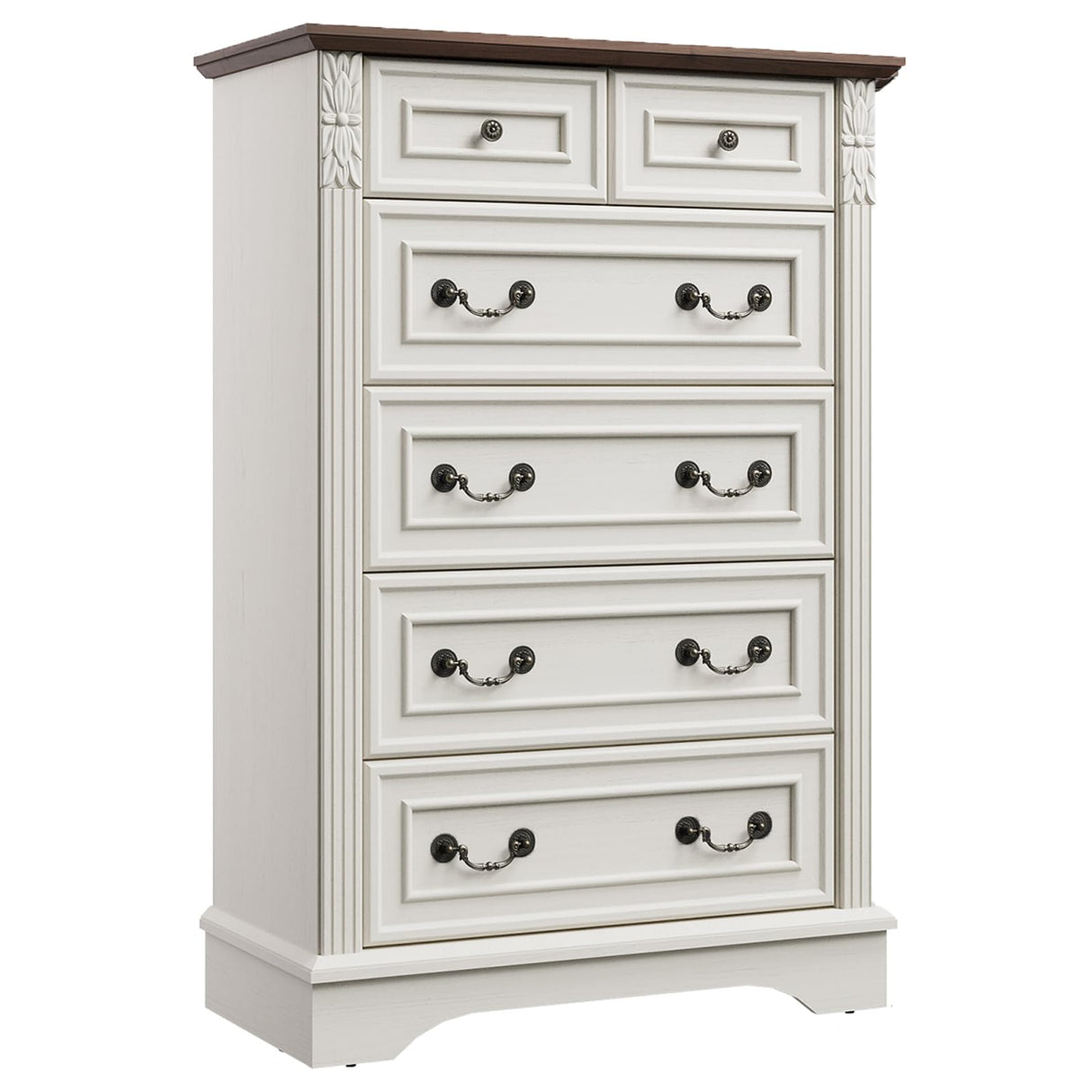BLANKSPACE Farmhouse Dresser with 6 Drawers, Antique White Dresser for Bedroom, Hallway, Living Room, or Office Storage BLANKSPACE