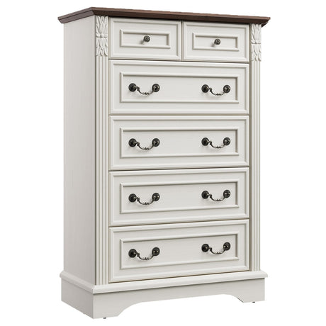 BLANKSPACE Farmhouse Dresser with 6 Drawers, Antique White Dresser for Bedroom, Hallway, Living Room, or Office Storage BLANKSPACE