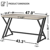 LVB Grey Desk, Industrial Wood Home Office Computer Desk for Bedroom, Farmhouse Metal Wooden Study Work PC Gaming Writing Table, Modern Simple Executive Writing Desk with Storage, 47 Inch, Light Gray LVB