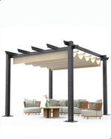 GAOMON 10x10 Ft Outdoor Aluminum Pergola with Upgraded Retractable Canopy, Outdoor Shelter Suitable for Gardens, Backyard, Lawn, Deck - Khaki. GAOMON