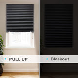 MYshade 6 Pack Temporary Blackout Paper Shades for Windows,Paper Pleated Blinds with Adhesive,No Tools No Drilling Free Cut Size Temporary Room Darkening Shades(Black, 36" W x 72" H) MYshade