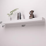 SAUMONIERES Fireplace Mantel Shelves 60 Inch Solid Wood Wall Mounted Long Floating Shelf Hollow, White SAUMONIERES