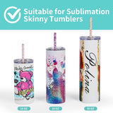 PYD Life 30 PCS Sublimation Reusable Drinking Stainless Steel Metal Straws Blanks Bulk White 0.3" x 12.4" for 40 OZ Sublimation Tumblers,for Stanley 40 OZ Tumblers Cups PYD Life
