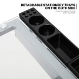 MoNiBloom Drafting Table on Wheels with Storage & Side Tray - Adjustable 0-65° Glass Tabletop, Replaceable Feet Art Desk MoNiBloom