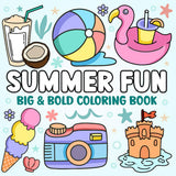 Summer Vibes Big Bold Coloring Book: 100 Fun & Relaxing Summer-Themed Designs for Kids and Teens | Bold Lines, Easy Coloring, Beach Days, Tropical Scenes & Good Vibes WoodArtSupply