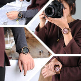 BOBO BIRD Women Wooden Watches Luxury Wood Metal Strap Chronograph & Date Display Quartz Watch Fashion Zebra Wood Casual Business Ebony Wristwatches (Zebra-Pink) BOBO BIRD