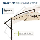 wikiwiki 10ft Patio Umbrella with Base Included, Outdoor Offset Cantilever Umbrella, Infinite Tilt, Crank and Cross Base, Beige wikiwiki