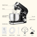 Kitchen in the box Stand Mixer,3.2Qt Small Electric Food Mixer,6 Speeds Portable Lightweight Kitchen Mixer for Daily Use with Egg Whisk,Dough Hook,Flat Beater (Black) Kitchen in the box