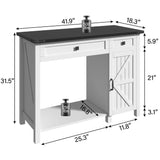 kepptory 40 Gallon Fish Tank Stand with Power Outlets, Farmhouse Decorative Aquarium Stand Furniture with Adjustable Shelves and Drawer, Reptile Turtle Tank Stand with Cabinet Storage (White, 30-40GL) kepptory