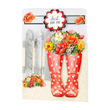 Katy Sue Wonderful Wellington Boots (Rubber Boots) Card Making Kit. 8 Shaped Cards, 2 Sheets of Die Cut Decoupage, 8 Envelopes, Adhesive Pads, & Instructions. for Card Making Supplies & Papercrafting Katy Sue