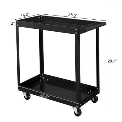 TUFFIOM 2 Tier Rolling Tool Cart, 220 LBS Capacity Industrial Service Cart w/Wheels, 2 Shelf Steel Utility Cart, Tool Storage Organizer for Mechanic, - WoodArtSupply