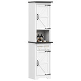 Kepptory Tall Farmhouse Storage Cabinet with Adjustable Shelves and Paper Holders for Bathroom, Living Room, and Kitchen kepptory