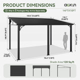Aoxun 10' x 14' Lean to Gazebo, Upgraded Hardtop Outdoor Pergola with Sloping Galvanized Steel Roof, Large Wall-Mounted Heavy Duty Awnings for Patio, Backyard, Deck, Porch (Black) Aoxun