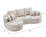 Christopher Knight Home Carden 106" Curved Modular Sectional Sofa, Comfy Sofa Couch with Chaise Lounge, Modern Cloud Couch with Deep Seat, Fabric Upholstered Set for Living Room Bedroom, Silver Lining Christopher Knight Home