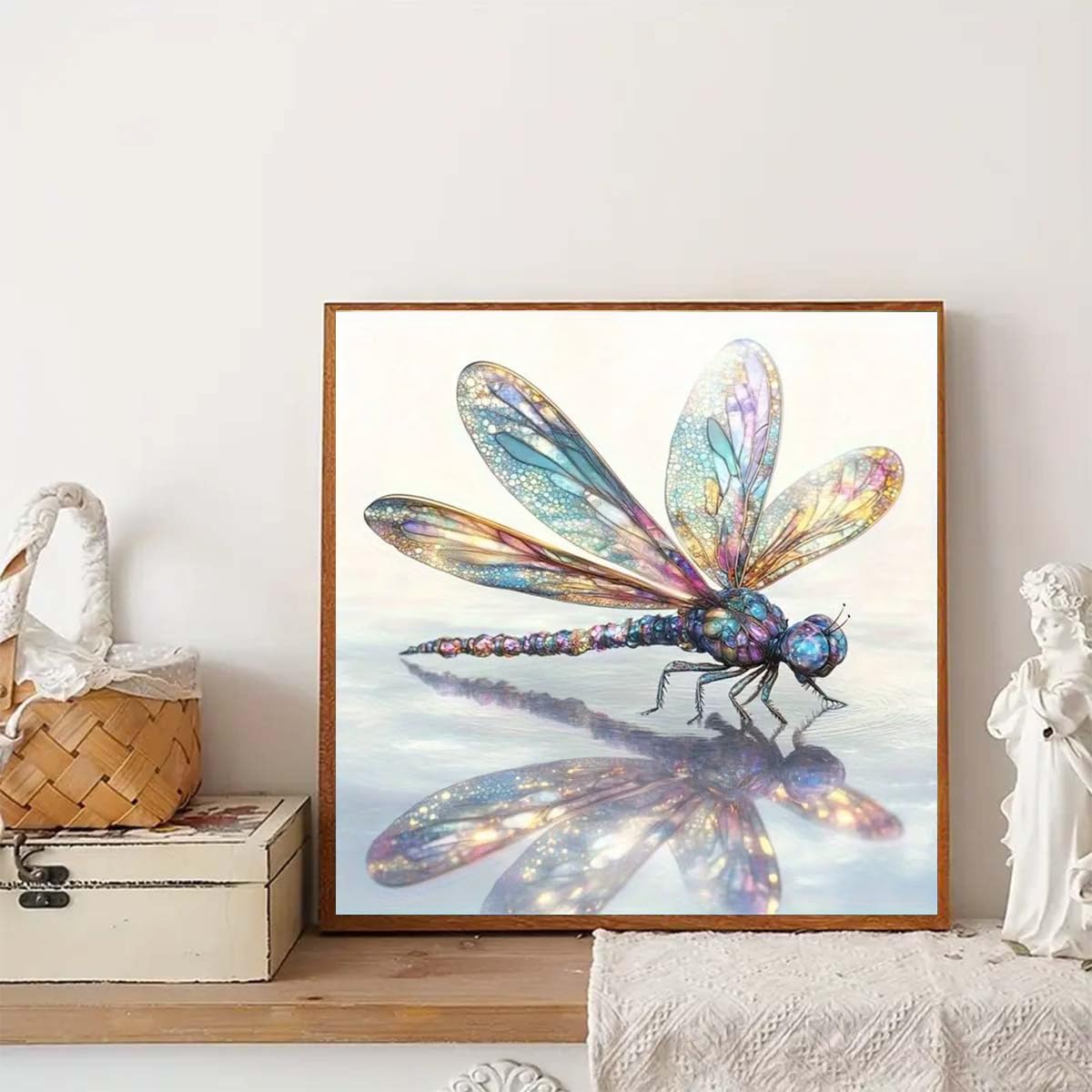Dragonfly Diamond Art Kits for Adults,Funny Insects 5D Diamond Painting Kits for Beginner,DIY Round Full Drill Diamond Dots with Gem Art Kits Home Wall Decor 13.8 x 13.8 inch GEMFAMILY