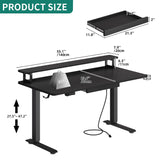 YITAHOME Electric Standing Desk with Drawer, 55" Standing Desk Adjustable Height Sit Stand Up Desk with Power Outlets & LED Lights, Home Office Desk with Memory Preset, Black YITAHOME