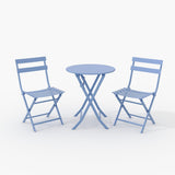 3 Piece Bistro Set Outdoor Indoor, Folding Bistro Table and Chairs Set of 2, Waterproof Patio Furniture for Balcony Porch Apartment Garden(Blue) Garvee
