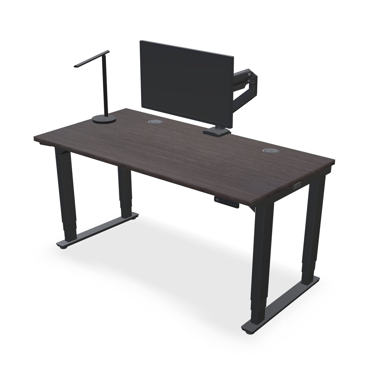 Uplift Ash Gray Laminate (72 x 30 inch) Electric Standing Desk V2 (Black) 4-Leg Adjustable Stand Up Desk, Advanced Keypad, Wire Grommets, Wire - WoodArtSupply