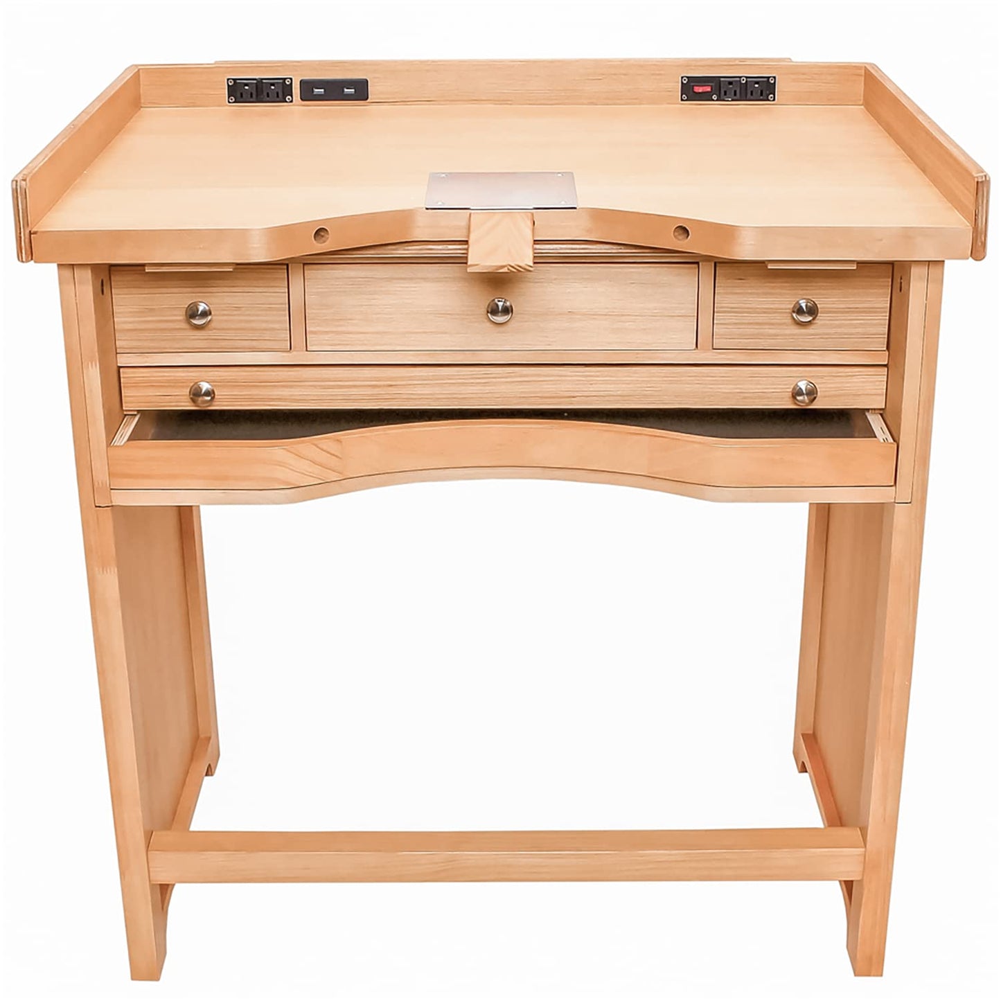 Noble Pack Signature Jewelers Bench – Smart Heavy Duty Wooden Workbench with Drawers, Solid Wood Top, Power outlets & USB Ports for Jewelry Making