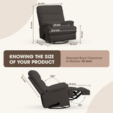 Divanus Dark Grey Glider Rocker Recliner,Swivel Rocking Recliner Chair,Glider Rocking Chair,Reclining Sofa Rocking Chair Nursery,23 Inches Deep Seat & 27 inches High Back,for Living Room Divanus