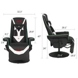 Modern-Depo Queen Throne Racing Gaming Chair, Comfortable Ergonomic Recliner, High Back Swivel Chair with RGB Lights, Footrest, Backrest, Massage Lumbar Support, Headrest and Cupholders, Black White Modern-Depo