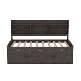 Harper & Bright Designs Twin Size Captain's Daybed with Trundle, Drawers & Bookcase in Antique Gray Harper & Bright Designs