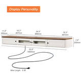 FITUEYES Floating TV Stand for 80 Inch TV, Modern Shelf Entertainment Center with Charging Station for Living Room, White Wooden Material FITUEYES