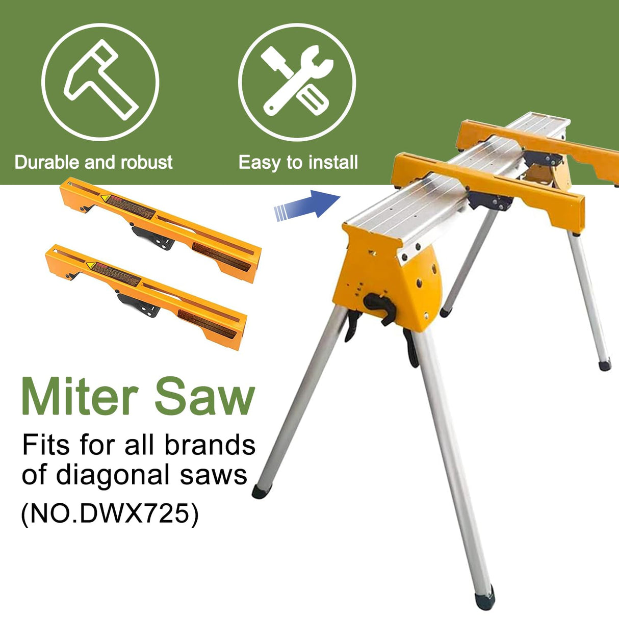 Gabasinover Silver Heavy Duty Miter Saw Stand Compatible with DW7231 DWX725 miter saw mounting brackets allowing use as a tool stand Gabasinover