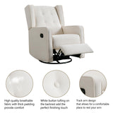 CANMOV Swivel Rocker Recliner Chair, Rocking Chair Nursery Glider Recliner, Manual Glider Chair for Nursery, White CANMOV