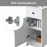 ALBAD 16-Inch Modern Bathroom Vanity with Sink, Small Bathroom Vanity Set with Storage, Freestanding Compact Space Bathroom Cabinet, Single Sink Cabinet with Adjustable Shelf (White) ALBAD