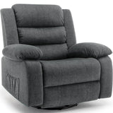 Korser Recliner Chair, Wide Rocker Chair, Rocking Chair with Massage and Heat,360°Swivel Nursery Rocking Chairs, Oversized Recliner for Adults, Cashmere Reclining Sofa for Living Room, Grey Korser
