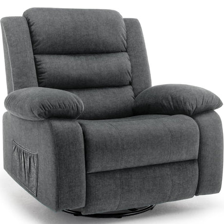 Korser Recliner Chair, Wide Rocker Chair, Rocking Chair with Massage and Heat,360°Swivel Nursery Rocking Chairs, Oversized Recliner for Adults, Cashmere Reclining Sofa for Living Room, Grey Korser