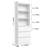 GarveeHome 70 Inches Bookcase with Drawers, Tall Bookshelf Farmhouse Bookcases Wooden Deep Bookshelves Storage Cabinet Organizer for Living Room, Study, Kitchen, Home Office GarveeHome